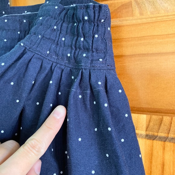 Girl’s size 2 handmade navy blue and white polka dotted jumper with ric-rac trim - Picture 4 of 4
